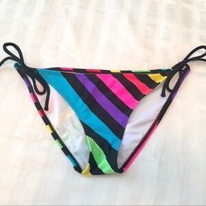 👙NWOT OP Black & Bright Stripe Bikini Bottom (S👙